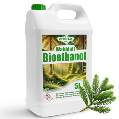 Afbeelding van bio ethanol 96,6% 5 liter biologische alcohol bosgeur voor open haard, tafelhaard, haard met schone verbranding zonder rook, vlam