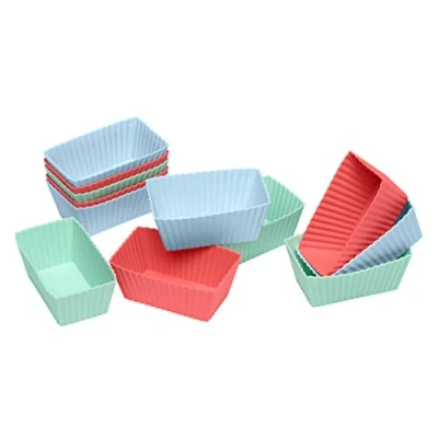 Afbeelding van Lurch Flexiform 12 brownievormen silicone groen, blauw, rood 7.8x4.3x3.1cm