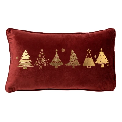 Afbeelding van TREES Sierkussen 30x50 cm Kerst Biking red rood