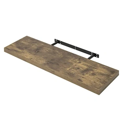 Afbeelding van WOLTU RG9317hov Wandrek, zwevend rek, voor cd&#039;s, dvd&#039;s, 100 x 23 3,8 cm, rustiek bruin