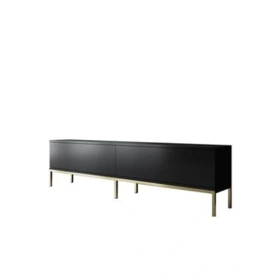 Afbeelding van Modern TV meubel: Woody Fashion 100% Melamine Coating, Metalen Poten, Zwart Goud.