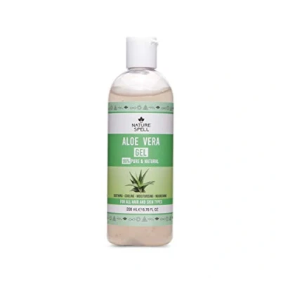 Afbeelding van Nature Spell Aloë vera gel, 99% puur en natuurlijk, 200 ml, voor alle haar huidtypes. Gemaakt in Groot Brittannië