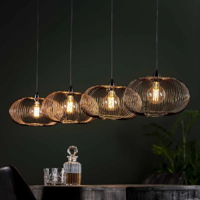 Afbeelding van AnLi Style Hanglamp 4x Ø35 disk wire copper twist