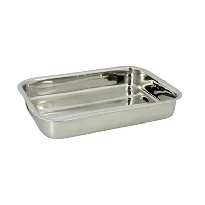 Afbeelding van Rechthoekige ovenschaal, 35 x 25 cm, roestvrij staal, met handgrepen