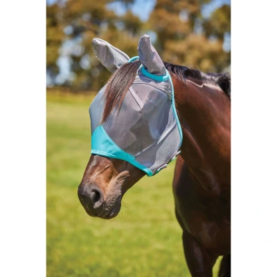 Afbeelding van WeatherBeeta ComFiTec Deluxe Masque en maille fine avec oreilles Gris/turquoise