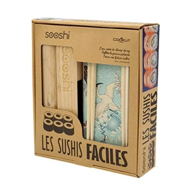 Afbeelding van COOKUT SOOSHI Box set voor het bereiden van prachtige maki&#039;s sushi super eenvoudig met apparaat bamboe, eetstokjes en receptenboek