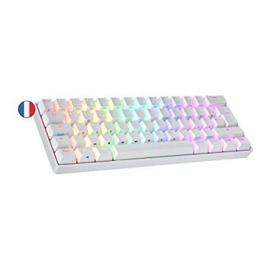 Afbeelding van Gerangschikt S60 Supernova 60% mechanische Gaming toetsenbord Hot Swap 62 programmeerbare toetsen RGB LED Mac, Windows PC Frans QWERTY (wit, Gateron optische snelheid