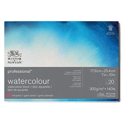 Afbeelding van Winsor &amp; Newton Papier, 100% katoen, gelijmd blok satijnkorrel, 300 g, 17,8 x 25,4 cm, 20 stuks