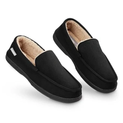 Afbeelding van Dunlop pantoffels voor heren, mocassins zwart.