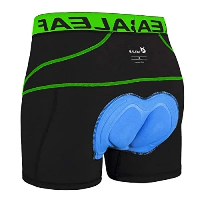 Afbeelding van BALEAF Fietsonderbroek voor heren, ademende fietsbroek, 3D gevoerd, gel, groen, XL
