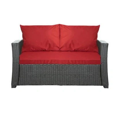 Afbeelding van Setgarden® Buitenkussen voor tuinbank, polyrotan kussen Hollywood schommelbank, rood, 120 x 60 50 cm