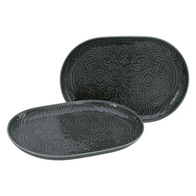 Afbeelding van CreaTable, 21625 Serie Orient Mandala 2 delig porseleinen tafelservies, blauwgroen