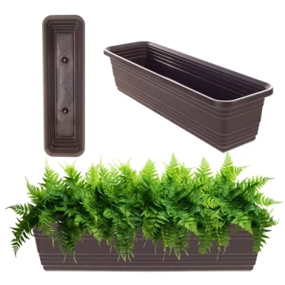 Afbeelding van KADAX Balkonplantenbak van weerbestendig kunststof, balustrade voor het kweken bloemen, kruiden en planten, mokka, 60 cm