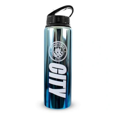 Afbeelding van Hy Pro Manchester City F.C officieel gelicentieerde aluminium UV fles, 750 ml, geïntegreerd opvouwbaar rietje, neochrome afwerking, waterdicht, licht, BPA vrij, Man