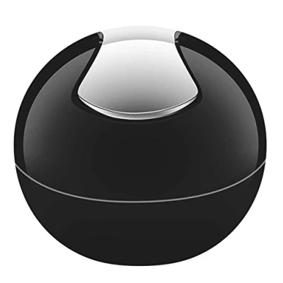 Afbeelding van Spirella Afvalemmer voor badkamer, cosmetica container, 1 liter, glanzende of matte afwerking, afvalcontainer met draaibaar deksel, zwart
