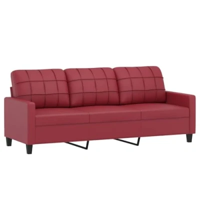 Image de vidaXL Canapé à 3 places Rouge bordeaux 180 cm Similicuir359341