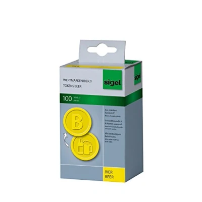 Afbeelding van Sigel Si Wm004 Waardemunten Kunststof 100 Stuks 25Mm Bier Geel