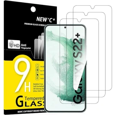 Afbeelding van NEW&#039;C 3 stuks gehard glas voor Samsung Galaxy S22+ / S22 Plus, displaybeschermfolie effectief tegen krassen, zeer robuust (0,26 mm HD ultra transparant), hardheid 9H