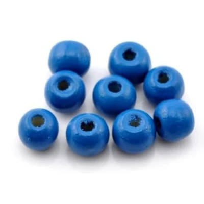 Afbeelding van 300 stuks 9 x 10 mm houten kralen met gat van 3 mm, blauw, ronde om te knutselen, voor het maken sieraden, armbanden, halskettingen