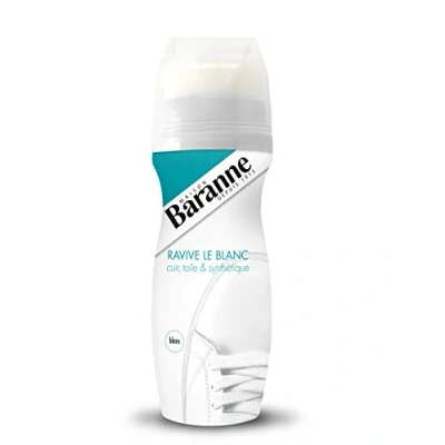 Afbeelding van Baranne Applicateur Blanc Blanchisseur Chaussure Cuir, Toile et Synthétique Mousse Rendu Uniforme Teinture pour Nourrit, Protège fait Briller Flacon 75ml