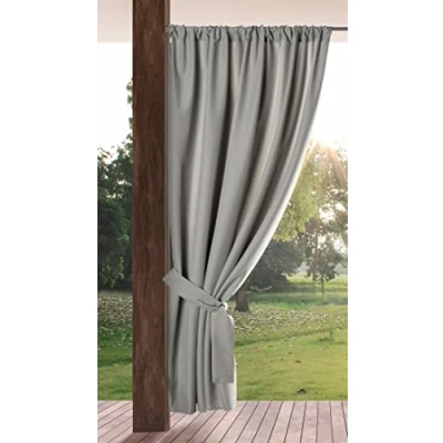 Image de Eurofirany Garden Rideau d&#039;extérieur avec poches à tringle, 1 pièce, protection solaire, brise vue, coupe vent, imperméable, pour pavillon, terrasse, pergola, balcon, 155 x 200 cm, cappuccino