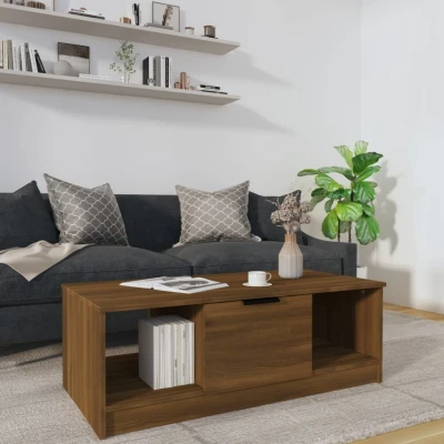 Afbeelding van Salontafel 102x50x36 cm bewerkt hout bruin eikenkleur