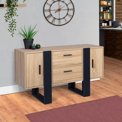 Afbeelding van Buffet bas PHOENIX bois et noir 105 cm
