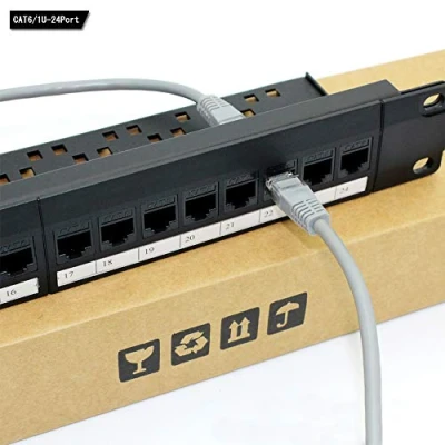 Afbeelding van Netwerk Patchpaneel, 24 Poorten 1U Monteerbaar Rack Cat6 Patch Panel, Rj45 Pro 110 Panel Eenvoudig te Installeren, Kabelonderscheiding, Geen Roest en Duurzaam (Rj45 Rechts)