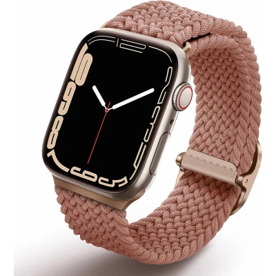 Afbeelding van Uniq Aspen Braided bandje voor de Apple Watch 1 / 2 3 4 5 6 7 8 9 SE 38 40 41 mm Grapefruit Pink