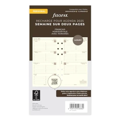 Afbeelding van Filofax Personeel 1 week op 2 pagina&#039;s Cotton Cream Frans 2025