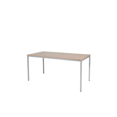 Afbeelding van Domino Basic bureautafel, vaste hoogte met 160x80cm havana/ kersen licht 25mm blad en aluminium (RAL9006) 4 poot frame