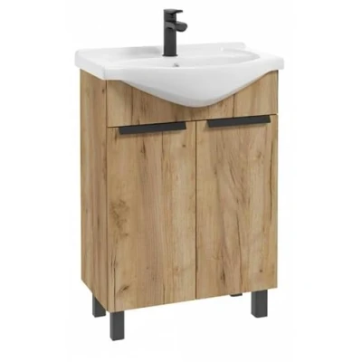 Afbeelding van Deftrans wastafel met onderkast 60 x 85 43,5 cm, onderkast, gastentoilet, wastafelonderkast cm hout
