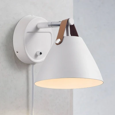 Afbeelding van Wandlamp Strap met leren riem, wit
