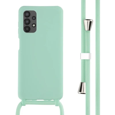 Afbeelding van iMoshion hoesje Geschikt voor Samsung Galaxy A13 (4G) met koord Siliconen Mintgroen