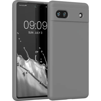 Afbeelding van kwmobile telefoonhoesje geschikt voor Google Pixel 6a Hoesje met siliconen coating Smartphone case in steengrijs