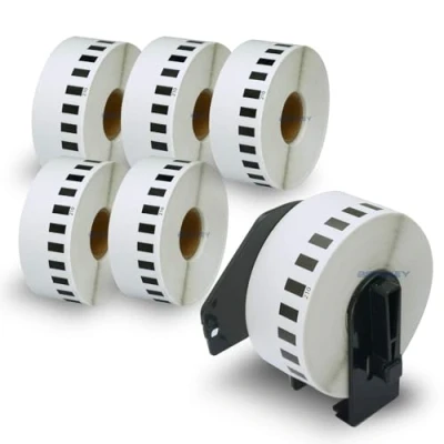 Afbeelding van BETCKEY Etiketten, compatibel met Brother DK 22210, 29 mm x 30,48 m, wit 6 rollen