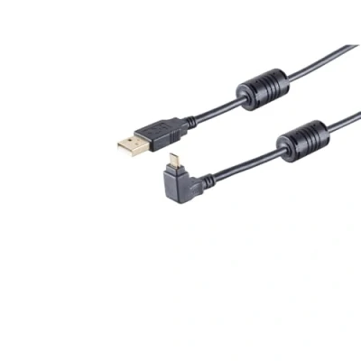 Afbeelding van USB Micro B haaks naar A kabel USB2.0 tot 2A / zwart 1 meter