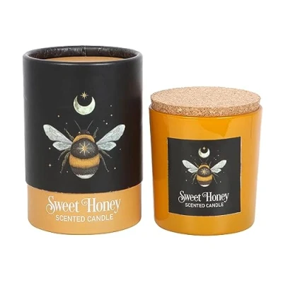 Afbeelding van Forest Bee Sweet Honey Candle Honing kaars mystieke bijenmotief, koninkrijken van het donkere bos, heilige wezens, veganistische paraffinewas, brandduur 25 uur, geur