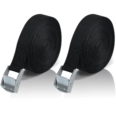 Afbeelding van 2 stuks sjorriemen met gesp, verstelbaar ratel voor motorfietsen, ladingen, vrachtwagens, aanhangers, bagagepakketten, draagvermogen 250 kg, 8 m