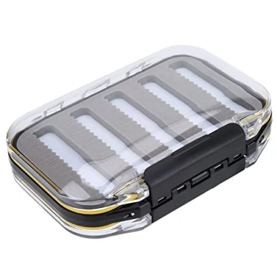 Afbeelding van TOPINCN Vliegen Vissen Kit Lure Box Dubbele Zijkant Plastic Aas Doos Schuim Gewatteerd Kunstaas Houder Case Accessoires (Jag Shape Zwart)
