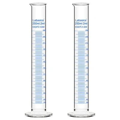 Afbeelding van Labasics 2 stuks 250 ml Borosilicaat Glas Maatcilinder Gegradueerde Cilinder
