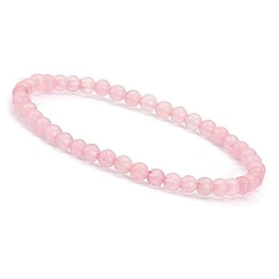 Afbeelding van UNIQUE GEMS Chakra genezende armband voor vrouwen, Rozenkwarts kralen, Ø 4 mm, beschermarmband, 16 cm tot 18 cm, rozenkwarts,