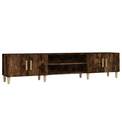 Image de vidaXL Meuble TV chêne fumé 180x31,5x40 cm bois d&#039;ingénierie816261