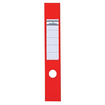 Afbeelding van Durable 809003 etikettenhouders, zelfklevend, voor Ordofix mappen, 60 mm, rood, 10 stuks
