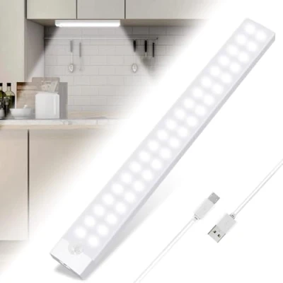 Afbeelding van Tailcas Led kastlamp met bewegingsmelder, oplaadbaar via USB, kastverlichting keukensensor, dimbaar, kastlicht, nachtlampje voor kinderen, kast, trap, hal