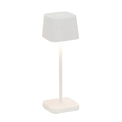 Afbeelding van Zafferano, Ofelia Micro, oplaadbare tafellamp, draadloos, met touch bediening, geschikt voor woonkamer en buiten, dimmer, 2200 3000 K, hoogte 20 cm, kleur wit