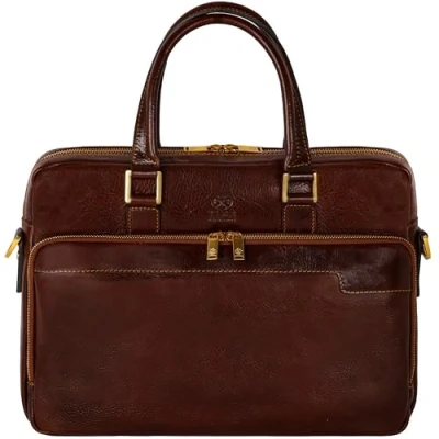 Afbeelding van Bruin Leren Briefcase Laptop Tas ORLANDO