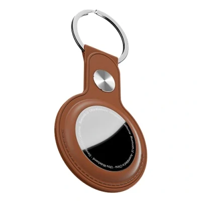 Afbeelding van KeyBudz AirTag sleutelhanger van leer voor Apple AirTags met bruine