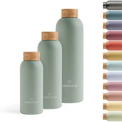 Afbeelding van waterdrop® Thermosfles 600 ml Roestvrij Staal Mat Olijf