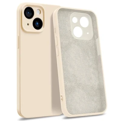 Afbeelding van MyGadget Siliconen hoesje compatibel met Apple iPhone 14 [Viervoudige bescherming] Harde hoes microvezelvoering Witte